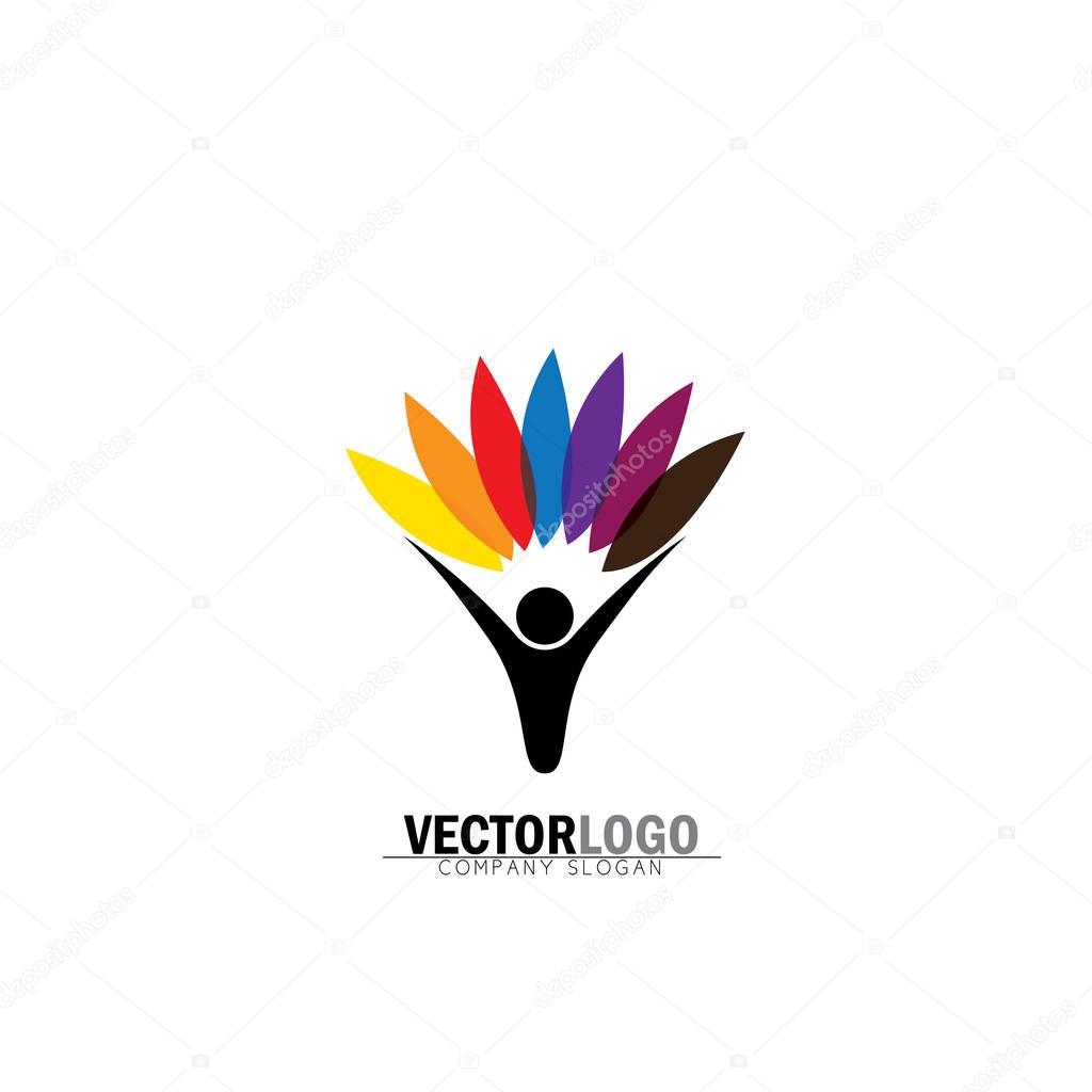 People & nature balance - eco lifestyle concept vector logo icon. This also represents harmony, nature conservation, sustainable development, natural balance, development, healthy growth