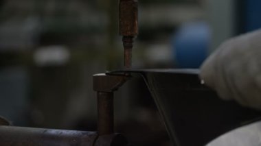 Sondaj makinesi Closeup Blade ayrıntılı Dükkanı olarak delik yapar