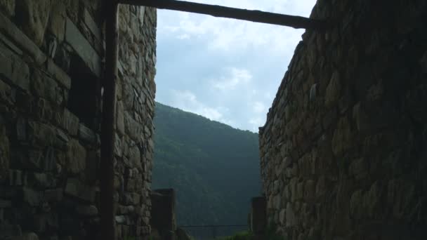 Old stone medieval castle walls — Stock Video