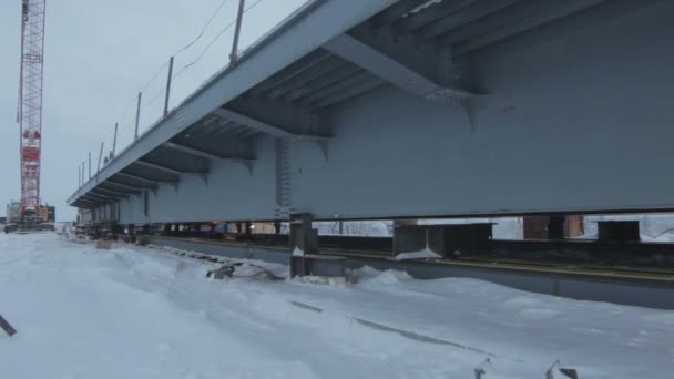 Fini Section Ferrobéton Construction Grands Ponts Dans Faible Lumière Soleil — Video