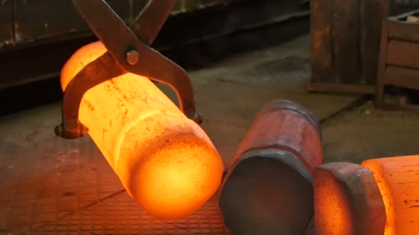 ワーク ショップで鉄の詳細を置くクレーン — ストック動画
