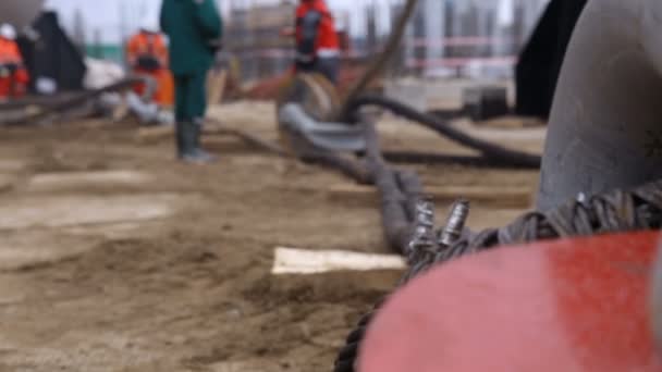 Pipelines with large metal tanks — Stock Video