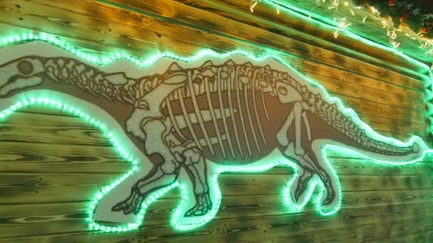 Kazan Tatarstan Russia December 2016 Dinosaur Picture Luminous Lights Displayed — Stock Video