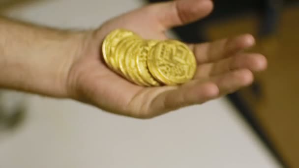 Blick auf Goldmünzen — Stockvideo