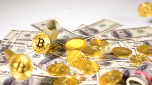 Fallen golden coins — Stock Video