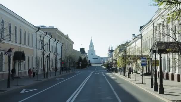 Kazaň Tatarstán Rusko Září 2017 Zpomalené Kamera Pohybuje Podél Ulice — Stock video