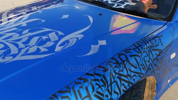 Kazaň Tatarstán Rusko Října 2017 Detailní Moderní Modré Automobil Maloval — Stock video