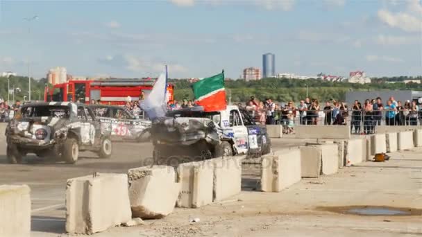 Kazan Tatarstan Rusia Noviembre 2017 Vehículos Carreras Estrellados Decorados Compiten — Vídeo de stock