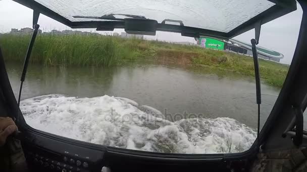 Kazan Tatarstan Russia Novembre 2017 Vista Rallentatore Dalla Cabina Hovercraft — Video Stock