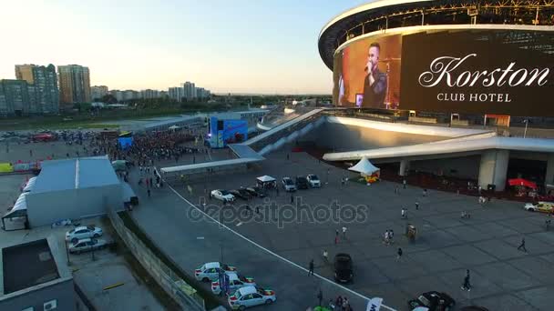 Kazan Tatarstan Rusland November 2017 Drone Beweegt Rond Moderne Stadion — Stockvideo