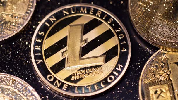 Macro Coin Made Litecoin Cryptocurrency Recognized Second Most Important World — Stock Video