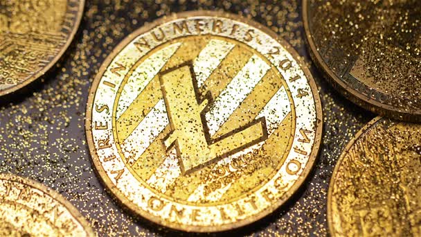 Litecoin Makro Odrazem Světla Patří Elektronických Peněz Které Jsou Zahrnuty — Stock video