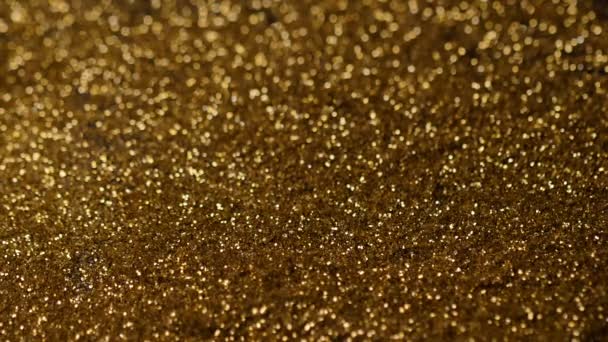 Macro View Sparkling Golden Dust Amazing Popular Litecoin Real Model — стоковое видео
