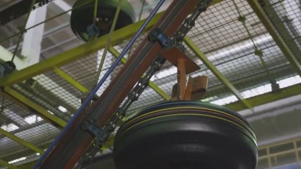 Nahaufnahme Der Schwerindustrie Ausrüstung Mit Elementen Bewegt Sich Der Verarbeitungsabteilung — Stockvideo