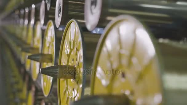 Closeup View Heavy Industry Equipment Elements Moving Processing Department — Stock Video
