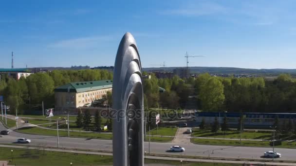 Kazan Tatarstan Rússia Agosto 2017 Bela Vista Aérea Alto Monumento — Vídeo de Stock