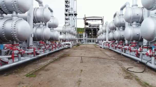 Vista Território Planta Com Tanques Gás Equipamentos Refinaria Para Torre — Vídeo de Stock