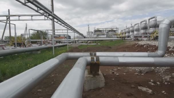 Vista Território Planta Com Tanques Gás Equipamentos Refinaria Para Torre — Vídeo de Stock