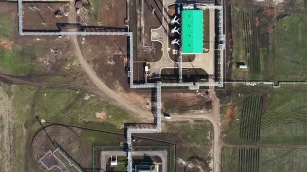 Πανόραμα Κτίρια Πράσινες Στέγες Που Βρίσκεται Στο Έδαφος Εργοστάσιο Παραγωγής — Αρχείο Βίντεο