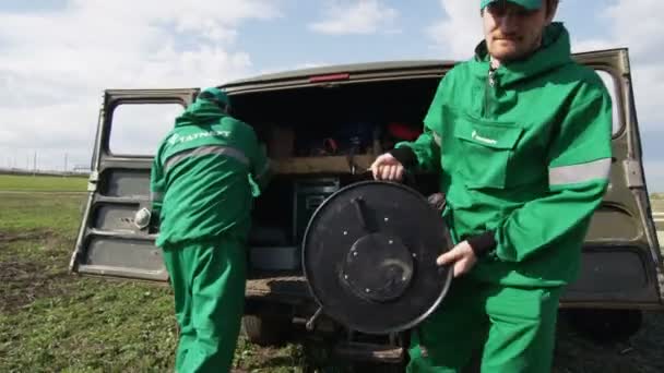 Kazan Tataristan Rusya Ağustos 2017 Closeup Petrol Şirketi Işçileri Logolu — Stok video