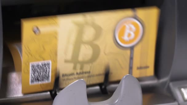 Contador Automático Billetes Contando Billetes Bitcoin Impresos — Vídeos de Stock