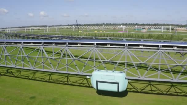 Одномоторні поїзди по залізниці під час тестування наземного повітряного руху. — стокове відео