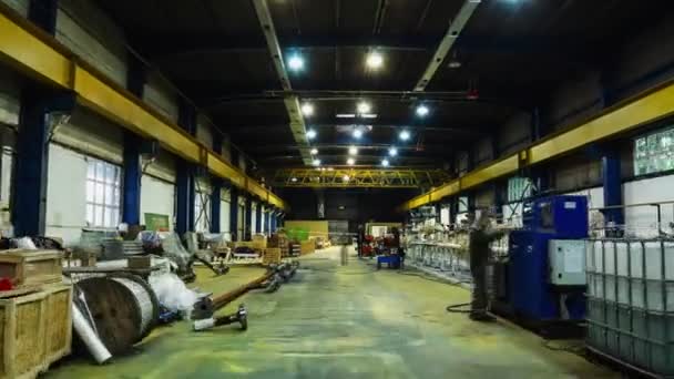 Motion along workshop with assembling gas pipeline timelapse — Stock Footage Motion along workshop with assembling gas pipeline timelapse Royalty Free Stock Footage