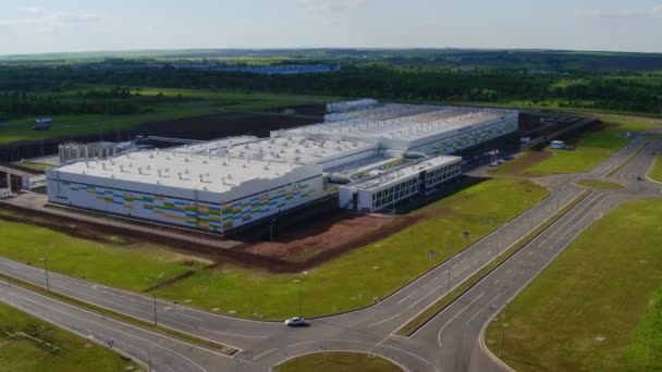 Fertilizer production plant with cisterns bird eye view — Stock Video