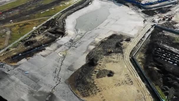 Oppervlakte met teer- en kunststoffolie voor waterdicht zicht vanuit de lucht — Stockvideo