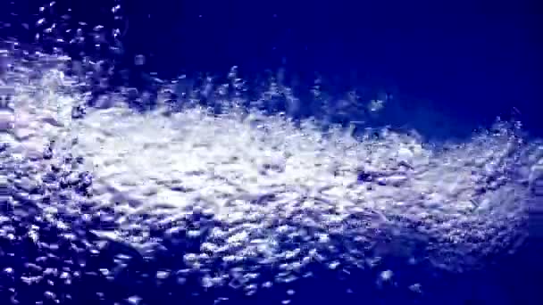 Water bubbels in slow motion, frisse bubbels splash vallen in water — Stockvideo