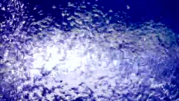 Water bubbels in slow motion, frisse bubbels splash vallen in water — Stockvideo