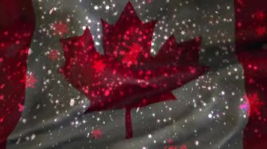 Noel arka plan, Yükseliyor kar taneleri, Kanada, Kanada bayrağı, mutlu yeni yıl