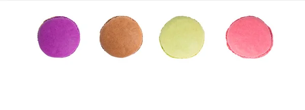 Pasta macaron veya yukarıdan, colourf beyaz arka plan üzerinde acıbadem kurabiyesi