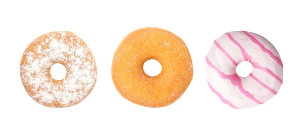 Ställ in Donuts på vit — Stockfoto