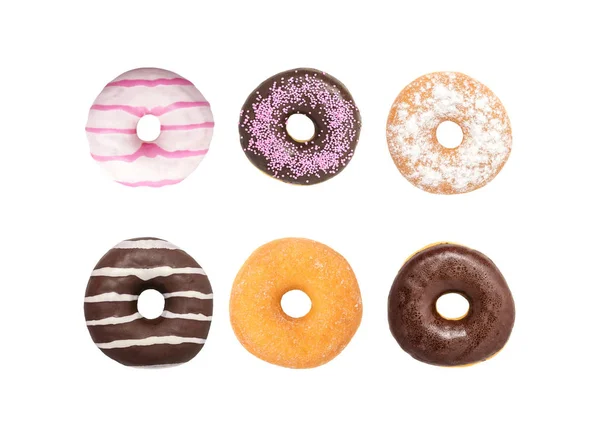 Ställ in Donuts på vit — Stockfoto