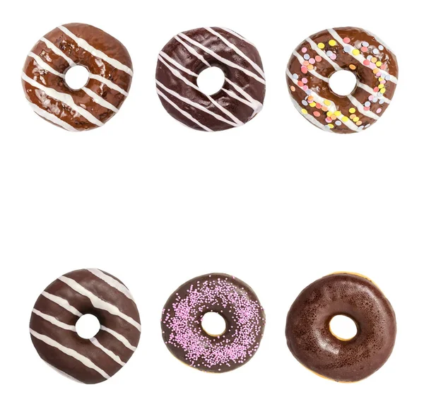 Ställ in Donuts på vit — Stockfoto