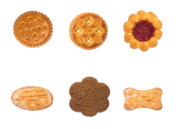Sortimento de biscoitos cookie isolado em um fundo branco — Fotografia de Stock