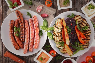 ızgara sebze ve ızgara et 