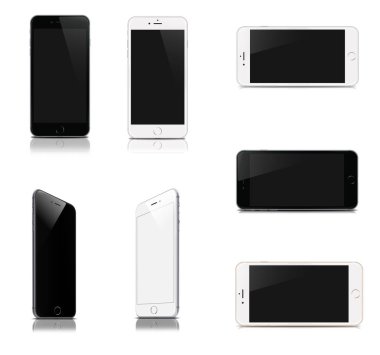 Beyaz arka plan üzerinde Smartphone cihazlar Set - izole