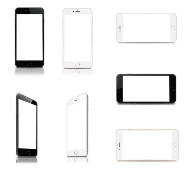 Beyaz arka plan üzerinde Smartphone cihazlar Set - izole 