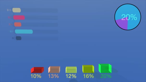 Graf Obchodních Dat Zvyšující Výnosy Rostoucí Šipky Sloupce Statistiky Objevují — Stock video