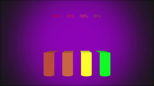 Serie Grafici Nella Dinamica Crescita Della Produzione Vari Sfondi Colorati — Video Stock