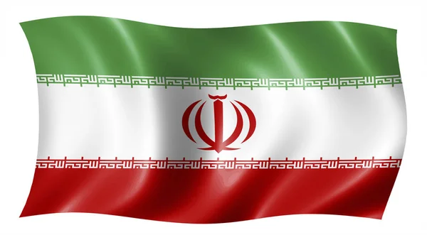 Irans flagga viftar i vinden. Isolatet på vit bakgrund — Stockfoto