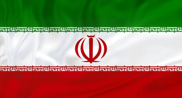 Irans flagga viftar i vinden. Närbild — Stockfoto