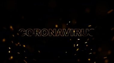 Coronavirus. Siyah arkaplanda sıcak ateşte metin sembolü yakılıyor