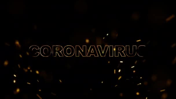 Coronavirus Burning Text Symbol Hot Fire Black Background — 비디오