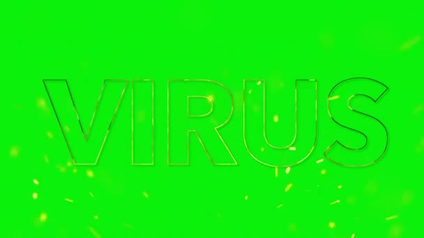 Virus Bruciare Simbolo Del Testo Nel Fuoco Caldo Sfondo Verde — Video Stock