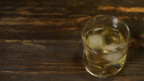 Les Glaçons Fondent Dans Verre Whisky Malt — Video