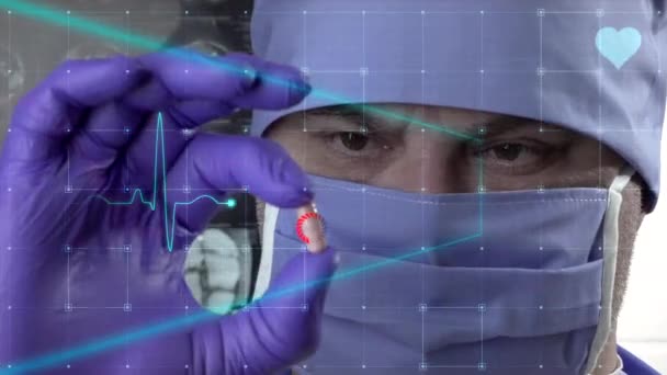 Tecnologia Digital Saúde Médico Cardiologista Analisando Resultado Teste Paciente Anatomia — Vídeo de Stock