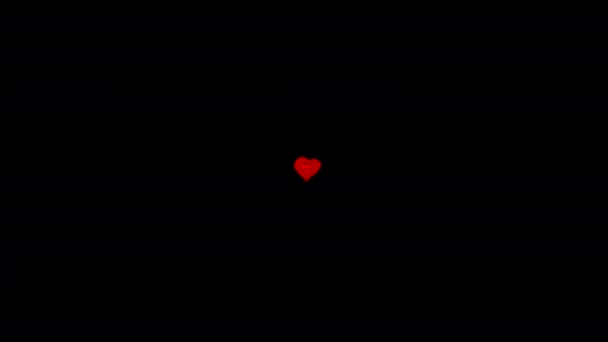 Heart Drawn Marker Black Background Gets Bigger Beats End Stop — Stock Video